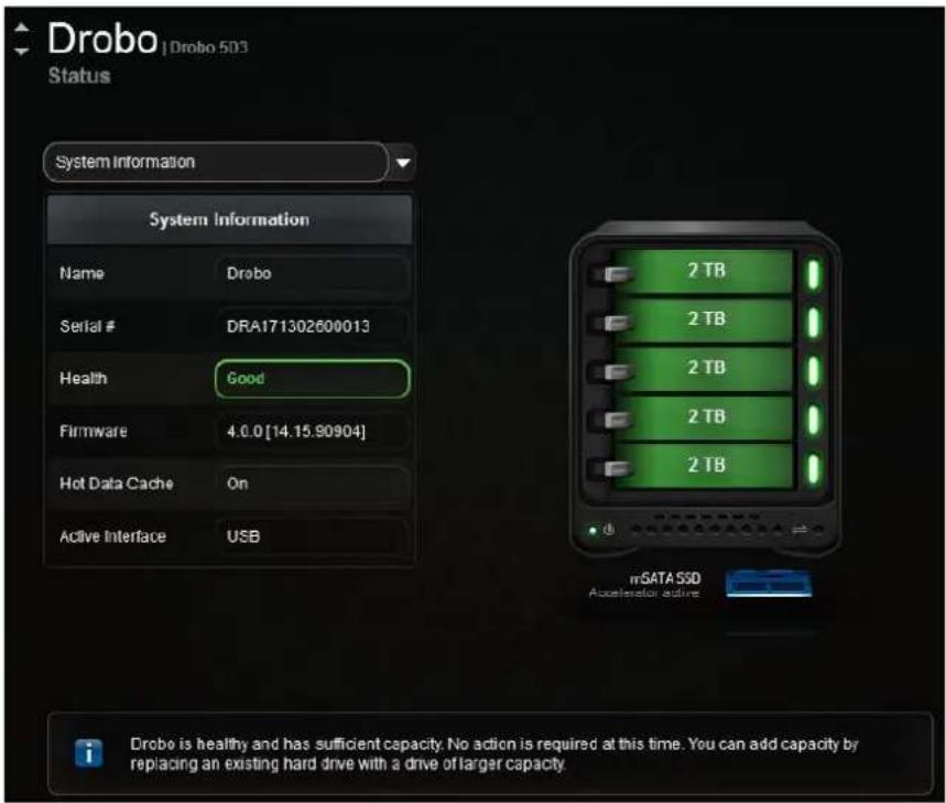Drobo 5D3 - Checking System Informaon - 1