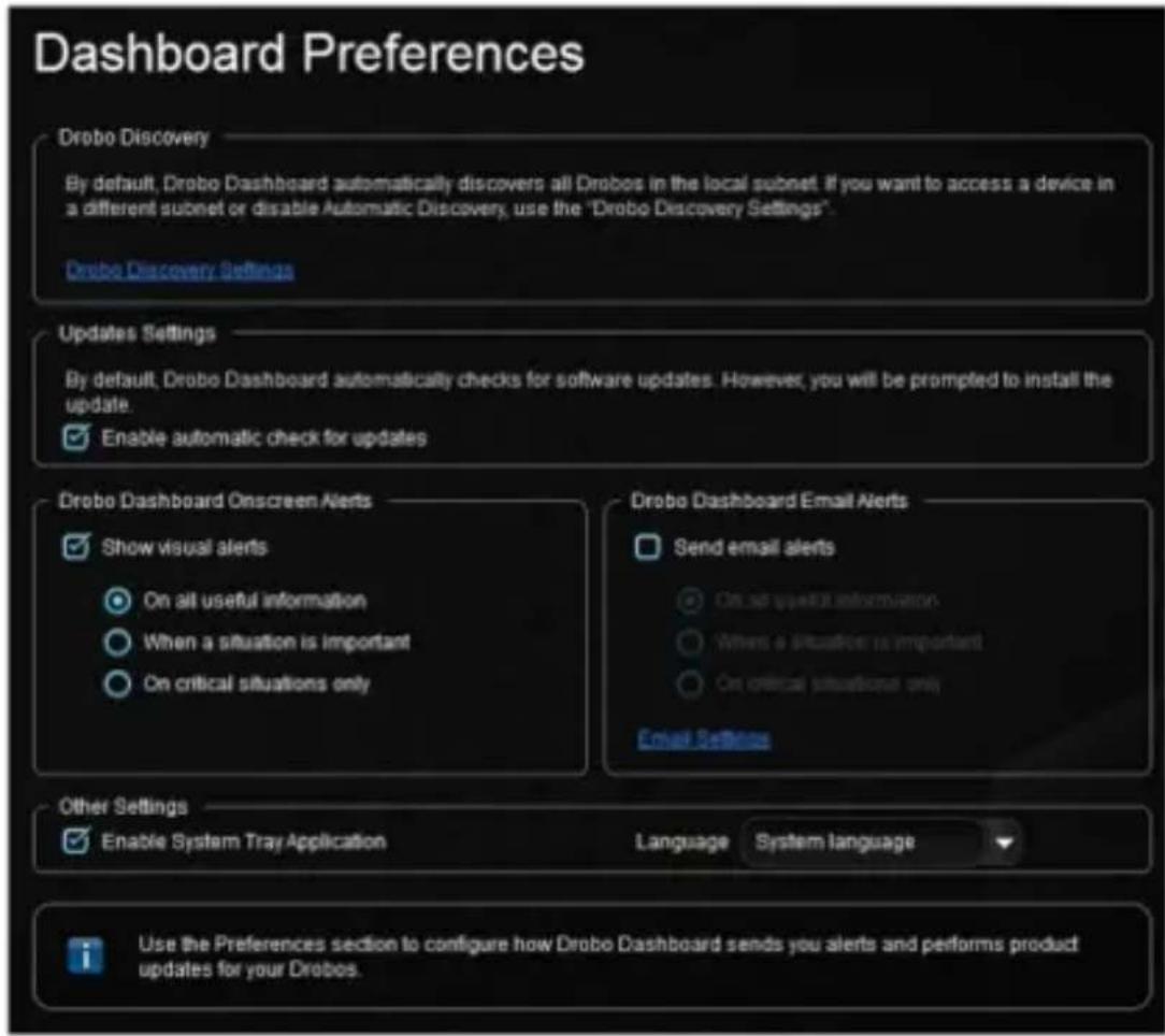 Drobo 5D3 - Modifying When to Send On-Screen Alerts - 1