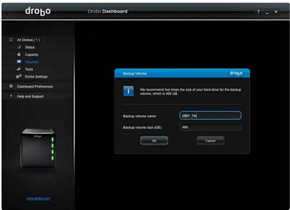 Drobo 5D3 - Creating a backup volume - 2