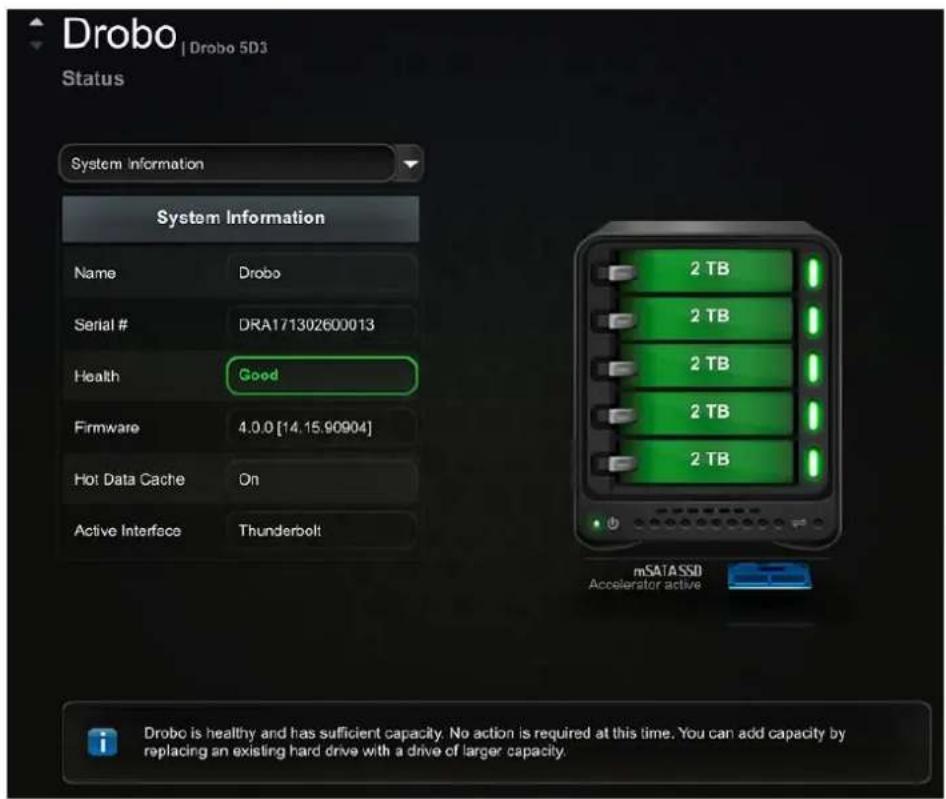 Drobo 5D3 - Checking the Status of Your Drobo 5D3 - 1