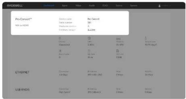 Magewell Pro Convert NDI to HDMI - Dashboard - 1