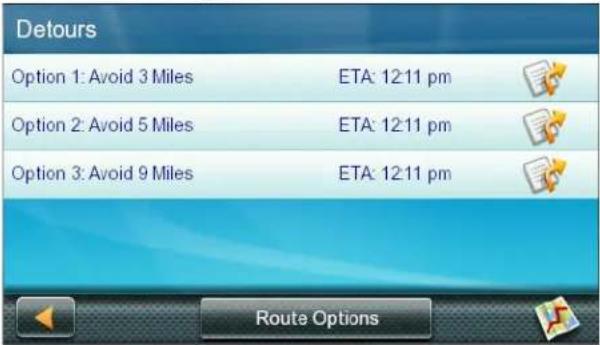 Detours Option 1: Avoid 3 Miles ETA: 12:11 pm Option 2: Avoid 5 Miles ETA: 12:11 pm Option 3: Avoid 9 Miles ETA: 12:11 pm Route Options