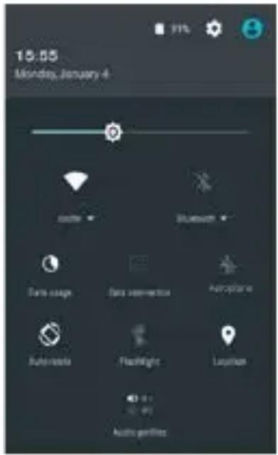 Coolpad E570 - Notifications and Quick Settings panel - 1