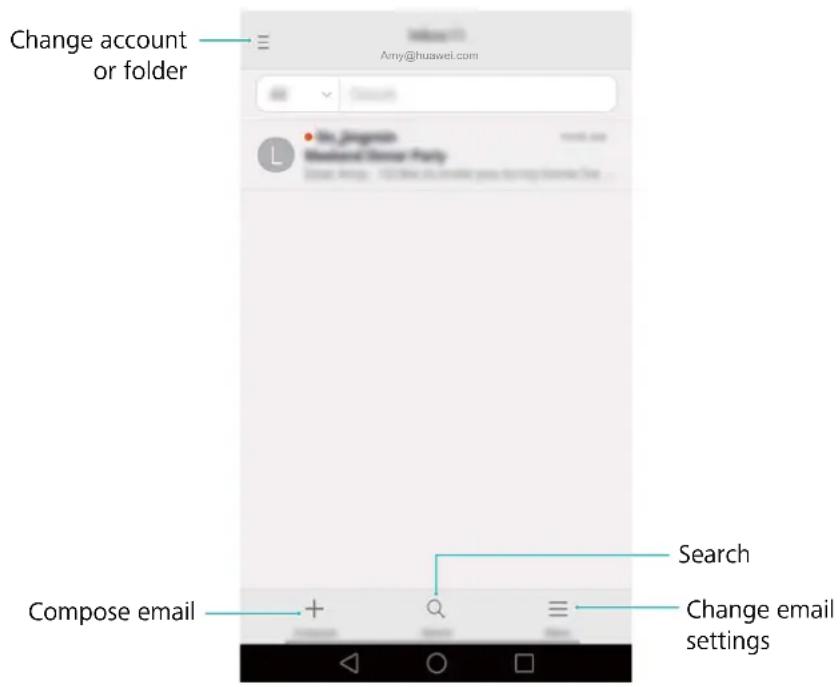 Change account or folder Amy@huawei.com Search Compose email + Q ≡ Change email settings