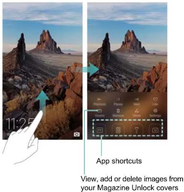 11:25 App shortcuts View, add or delete images from your Magazine Unlock covers