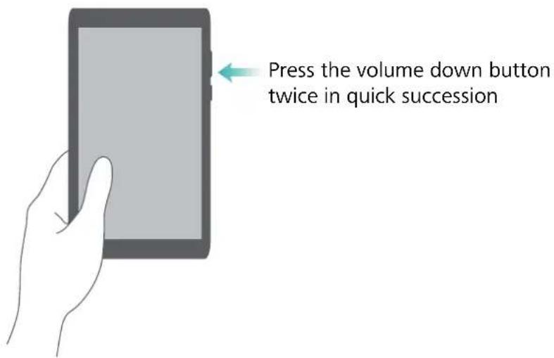 Press the volume down button twice in quick succession