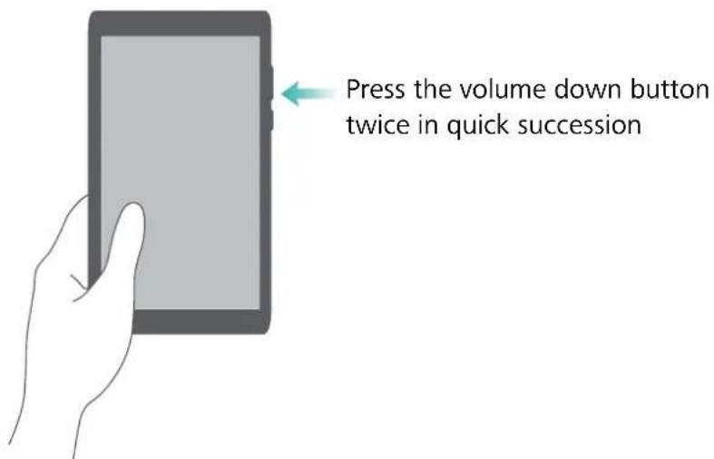 Press the volume down button twice in quick succession