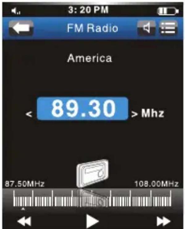 3:20 PM FM Radio America < 89.30 >Mhz 87.50MHz 108.00MHz