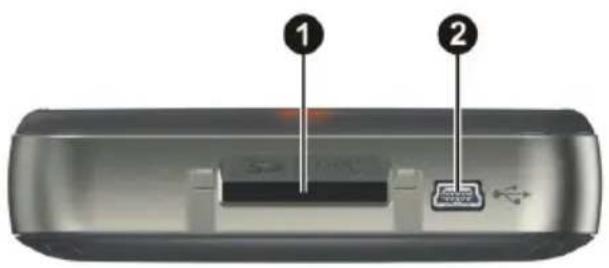 Diagram of a device component with labeled parts, showing two numbered labels pointing to internal features.