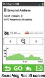 Selected Address Albert I-Square, B 1070 Anderleicht (Brussels) 13.46 Lm Searching Result screen
