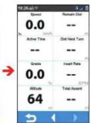 18:26 AM Speed 0.0 Active Time -- Grade 0.0 Attitude 64 Roman Out -- Out Next Turn -- Heart Rate -- Total Assent -- →