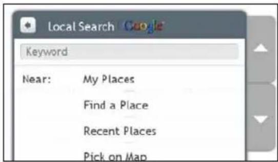 Local Search Google Keyword Near: My Places Find a Place Recent Places Pick on Map