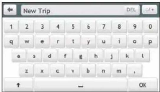 New Trip DEL 1 2 3 4 5 6 7 8 9 0 q w e r t y u i o p a s d f g h j k l z x c v b n m , ↑ — OK