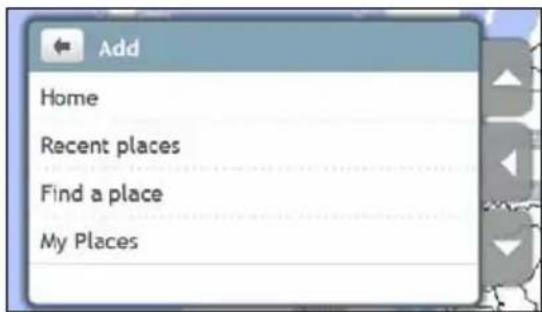 Add Home Recent places Find a place My Places