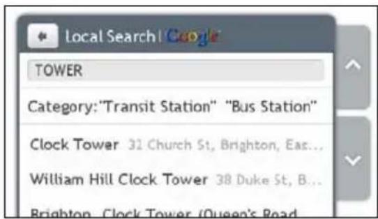 Local Search | Google TOWER Category: "Transit Station" "Bus Station" Clock Tower 32 Church St, Brighton, East... William Hill Clock Tower 38 Duke St, B... Brighton, Clock Tower (Queen's Road)