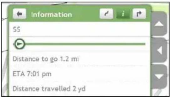 Information SS Distance to go 1.2 mi ETA 7:01 pm Distance travelled 2 yd