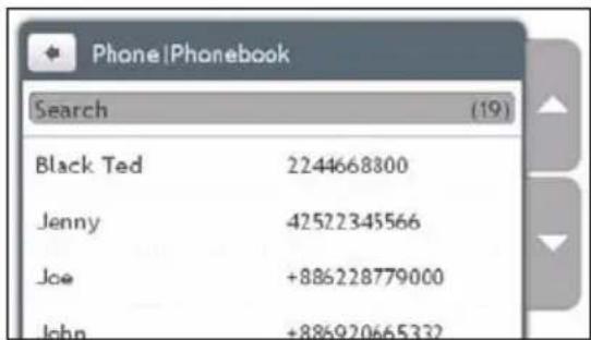 Phone\Phonebook Search (19) Black Ted 2244668800 Jenny 42522345566 Joe +886228779000 John +886920665332