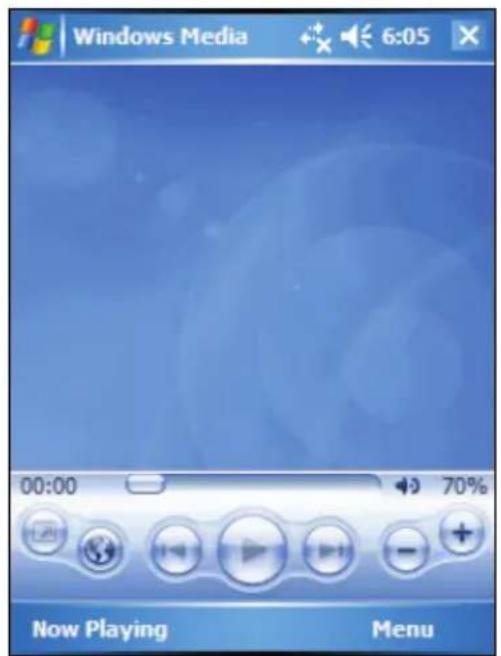 Windows Media 6:05 00:00 70% Now Playing Menu