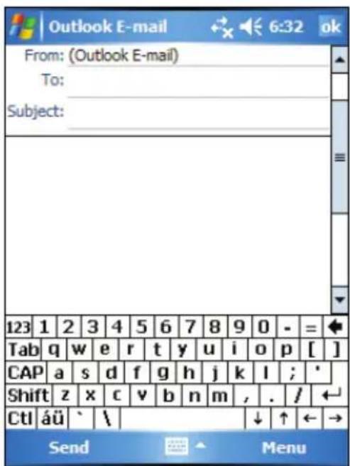 Outlook E-mail From: (Outlook E-mail) To: Subject: 123 1 2 3 4 5 6 7 8 9 0 - = Tab q w e r t y u i o p [ ] CAP a s d f g h j k l ; * Shift z x c v b n m , . / Ctl áü ` \ Send Menu