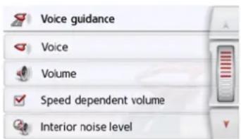 Voice guidance Voice Volume Speed dependent volume Interior noise level