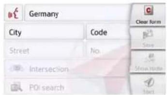 Germany City Code Street No. Intersection POI search Clear form Save Show mode Sect