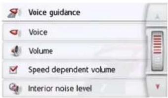Voice guidance Voice Volume Speed dependent volume Interior noise level
