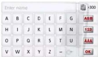Enter name A B C D E F G H I J K L M N O P Q R S T U V W X Y Z - >300 AEB 123 AAA OK
