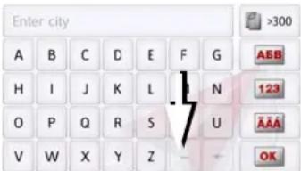 Enter city A B C D E F G H I J K L N 123 O P Q R S U V W X Y Z - OK >300 AEB
