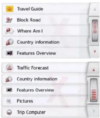 Travel Guide Block Road Where Am I Country information Features Overview Traffic Forecast Country information Features Overview Pictures Trip Computer