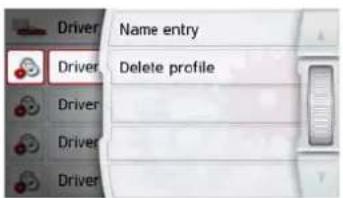Driver Name entry Delete profile