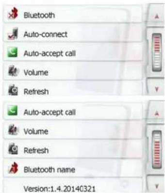 Bluetooth Auto-connect Auto-accept call Volume Refresh Auto-accept call Volume Refresh Bluetooth name Version:1.4.20140321