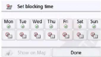 Set blocking time Mon Tue Wed Thu Fri Sat Sun Show on Map Done