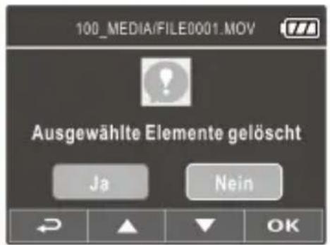 100_MEDIA/FILE0001.MOV Ausgewählte Elemente gelöscht Ja Nein OK