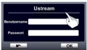 Ustream Benutzername Password OK