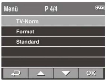 Menu P 4/4 TV-Norm Format Standard OK