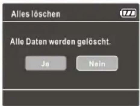Alles löschen Alle Daten werden gelöscht. Ja Nein