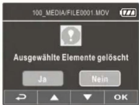 100_MEDIA/FILE0001.MOV Ausgewählte Elemente gelöscht Ja Nein OK