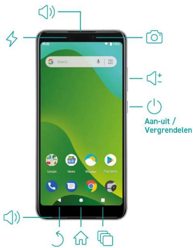 09:00 Search Aan-uit / Vergrendelen Google News Weather Play Store