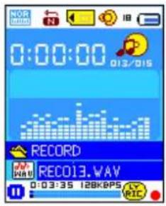 NOR 0:00:00 013/015 RECORD RECO 1.3.WAV 0:03:35 128Kbps LPG