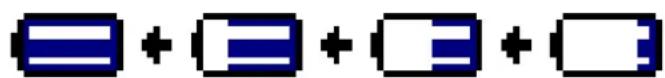 Image showing four blue pixelated icons: a rectangle, a three, a square, and a rectangle with an arrow.