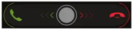 Three colored phone icons (green, white, red) on black background with no text or symbols