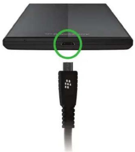 Close-up of a black USB drive with a green circle highlighting the port (no text or symbols visible)