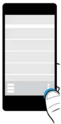 Illustration of a hand holding a tablet device (no text or symbols visible)