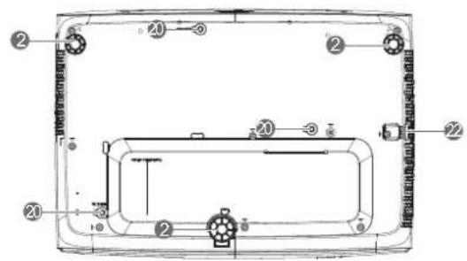 Technical diagram of a device casing with numbered components and directional arrows indicating flow or movement.