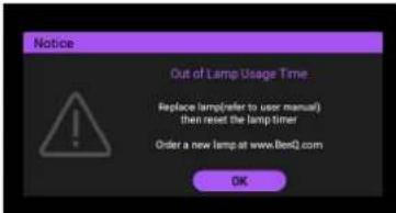 BENQ TK850i - Timing of replacing the lamp - 5