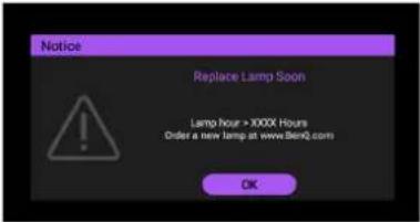 BENQ TK850i - Timing of replacing the lamp - 3