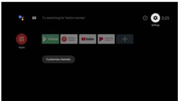 Try searching for 'action movies' Settings Apps Customize channels