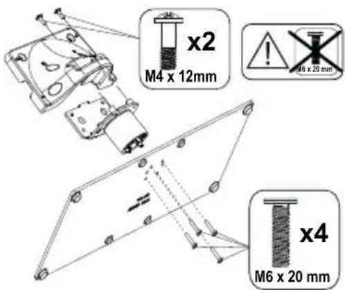 x2 M4 x 12mm x4 M6 x 20 mm