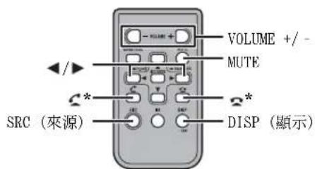 VOLUME +/- MUTE C* SRC (來源) DISP (顯示)