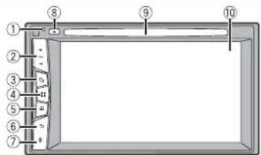 Diagram of a device with numbered components, likely a display or control panel with labeled parts 1 through 10.